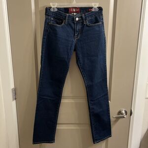 New Lucky Brand Jeans Women's 4/27 Blue Sofia Straight Dark Wash Stretch Denim